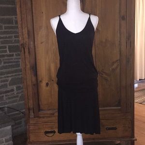 Black, spaghetti strap, T-shirt dress.